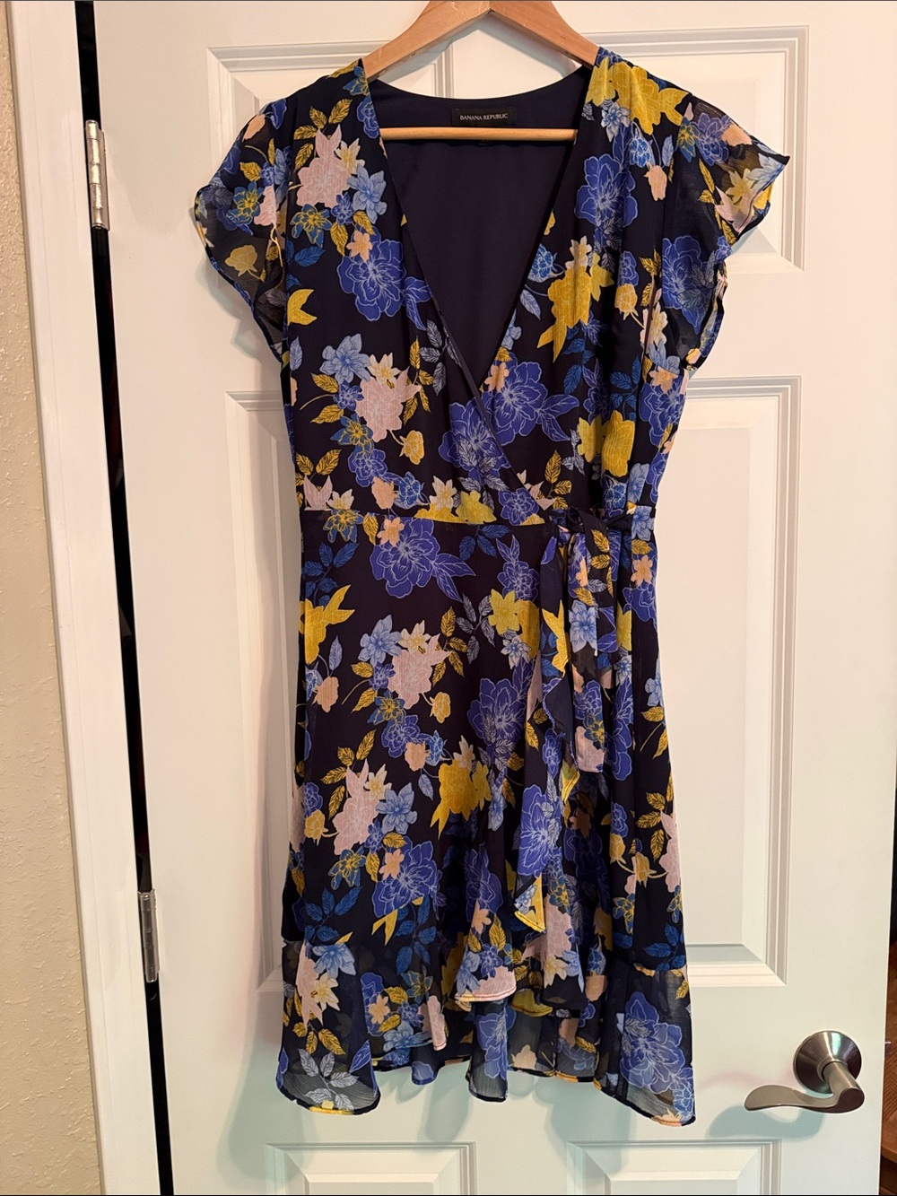 Banana Republic Navy Floral Wrap Dress